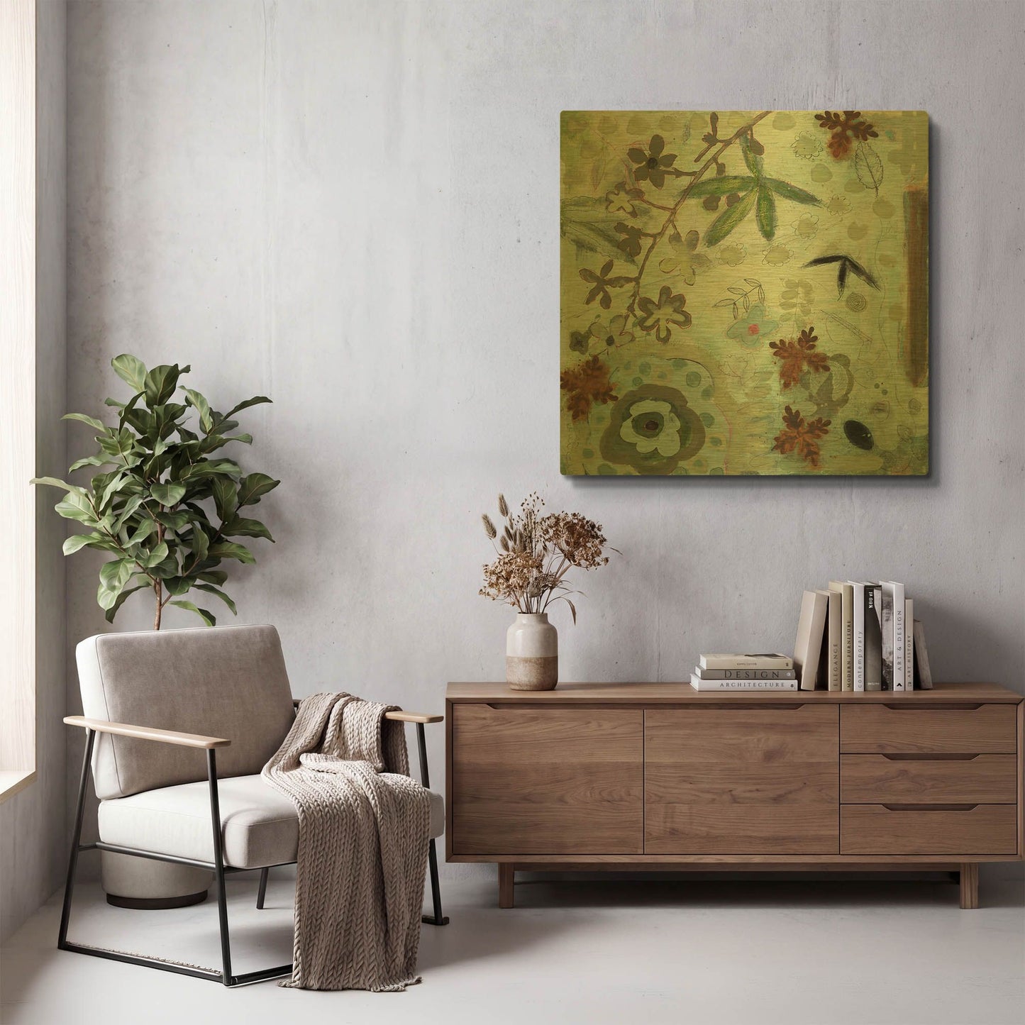 'Floral Fantasies 3' By Aleah Koury Gold Metal Wall Art