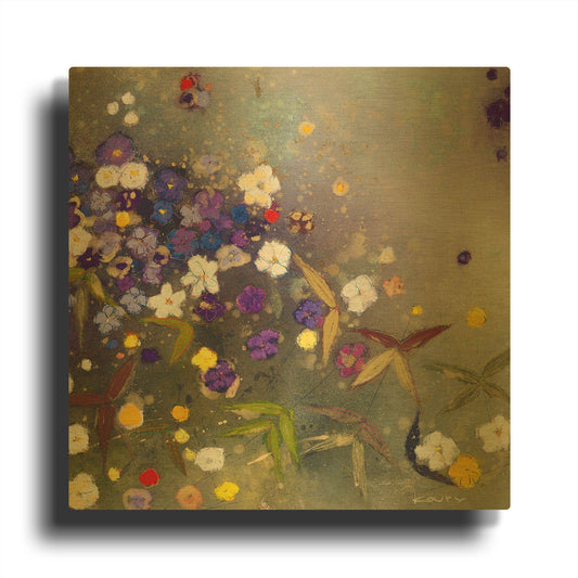 'Gardens in the Mist IX' By Aleah Koury Gold Metal Wall Art
