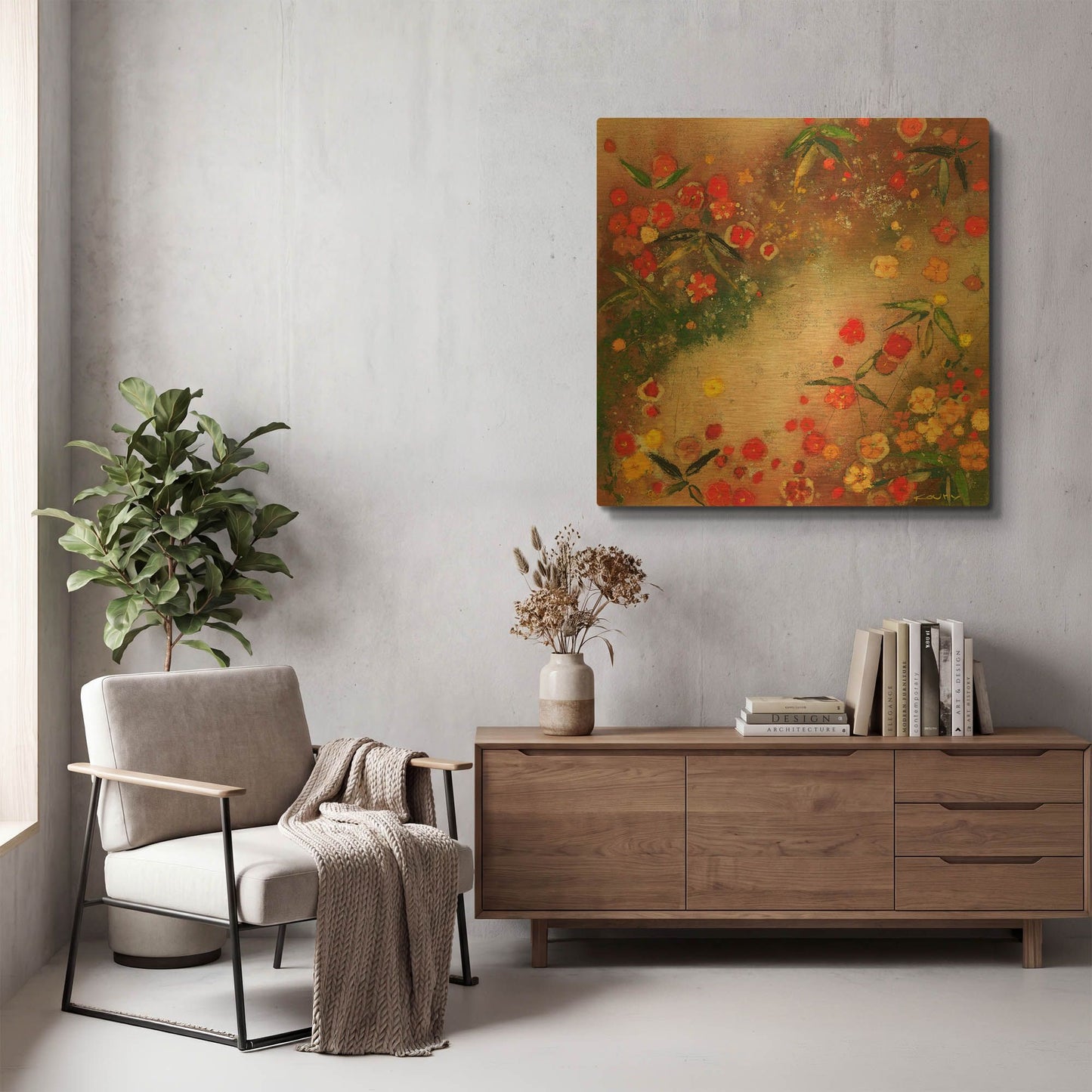 'Gardens in the Mist XI' By Aleah Koury Gold Metal Wall Art
