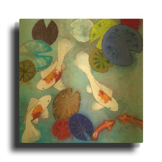 'Koi 1' By Aleah Koury Gold Metal Wall Art