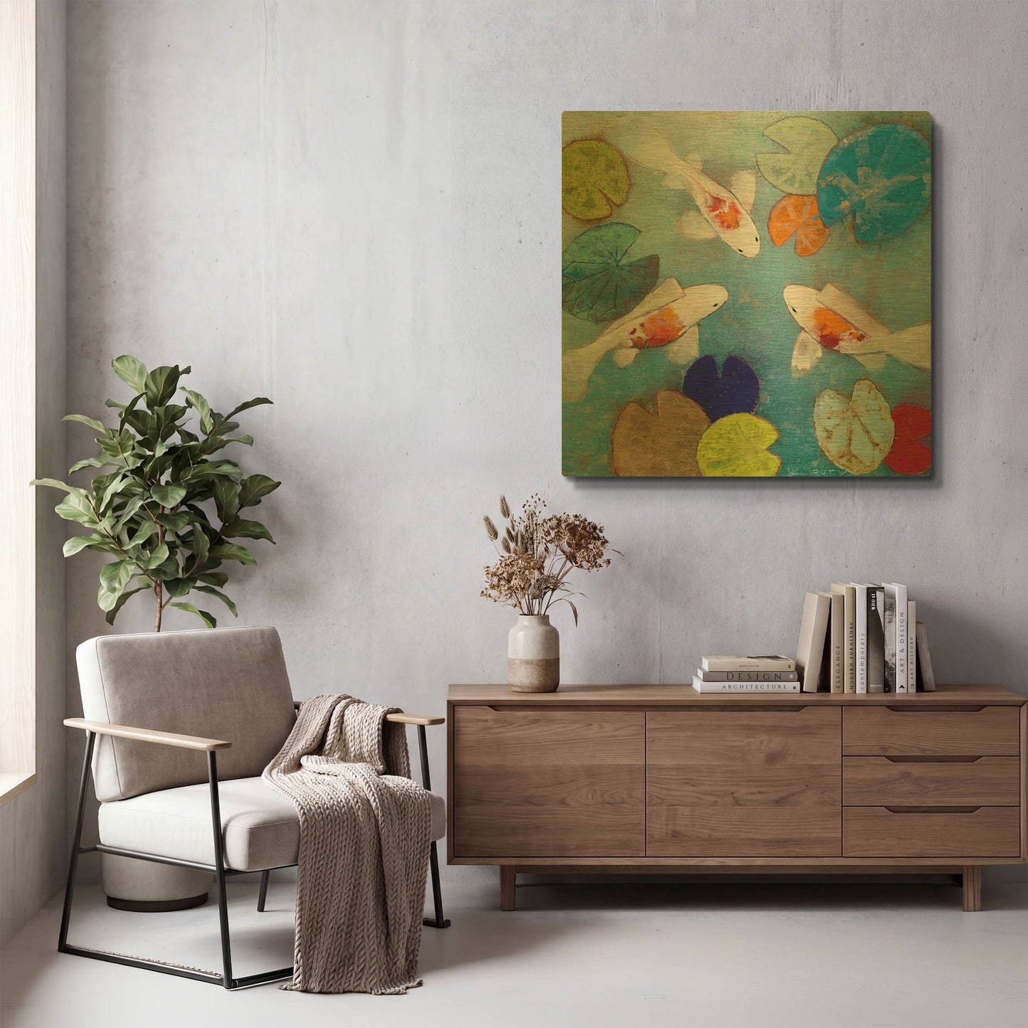 'Koi 2' By Aleah Koury Gold Metal Wall Art