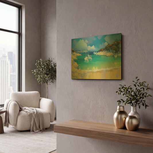 'Cala Llombards IV' By Alex Hook Krioutchkov Gold Metal Wall Art