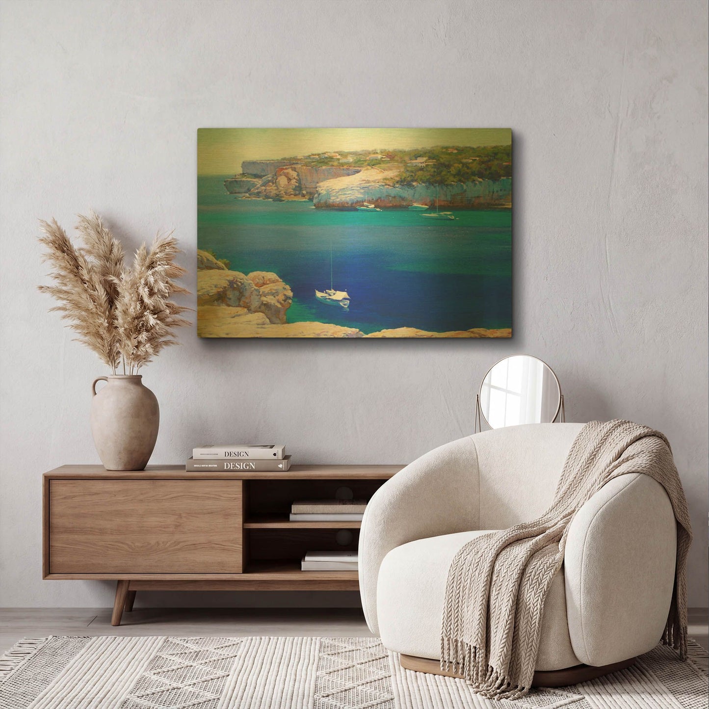 'Cala Llombards' By Alex Hook Krioutchkov Gold Metal Wall Art