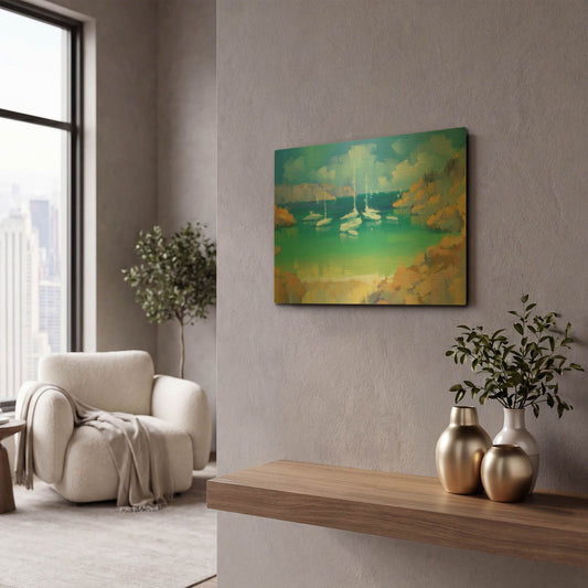 'Cala Llombards VI' By Alex Hook Krioutchkov Gold Metal Wall Art