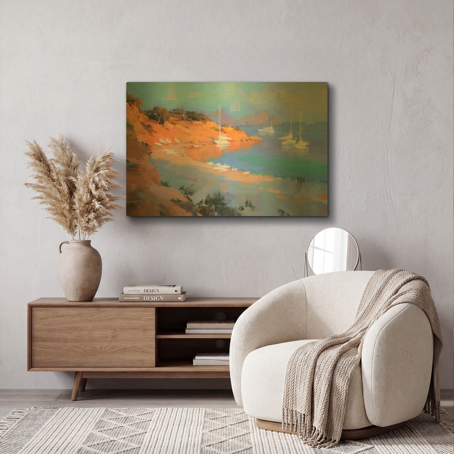 'Evening Boats' By Alex Hook Krioutchkov Gold Metal Wall Art