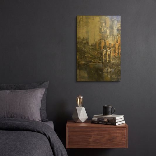 'Brooklyn Bridge 2' By Mark Lague Gold Metal Wall Art