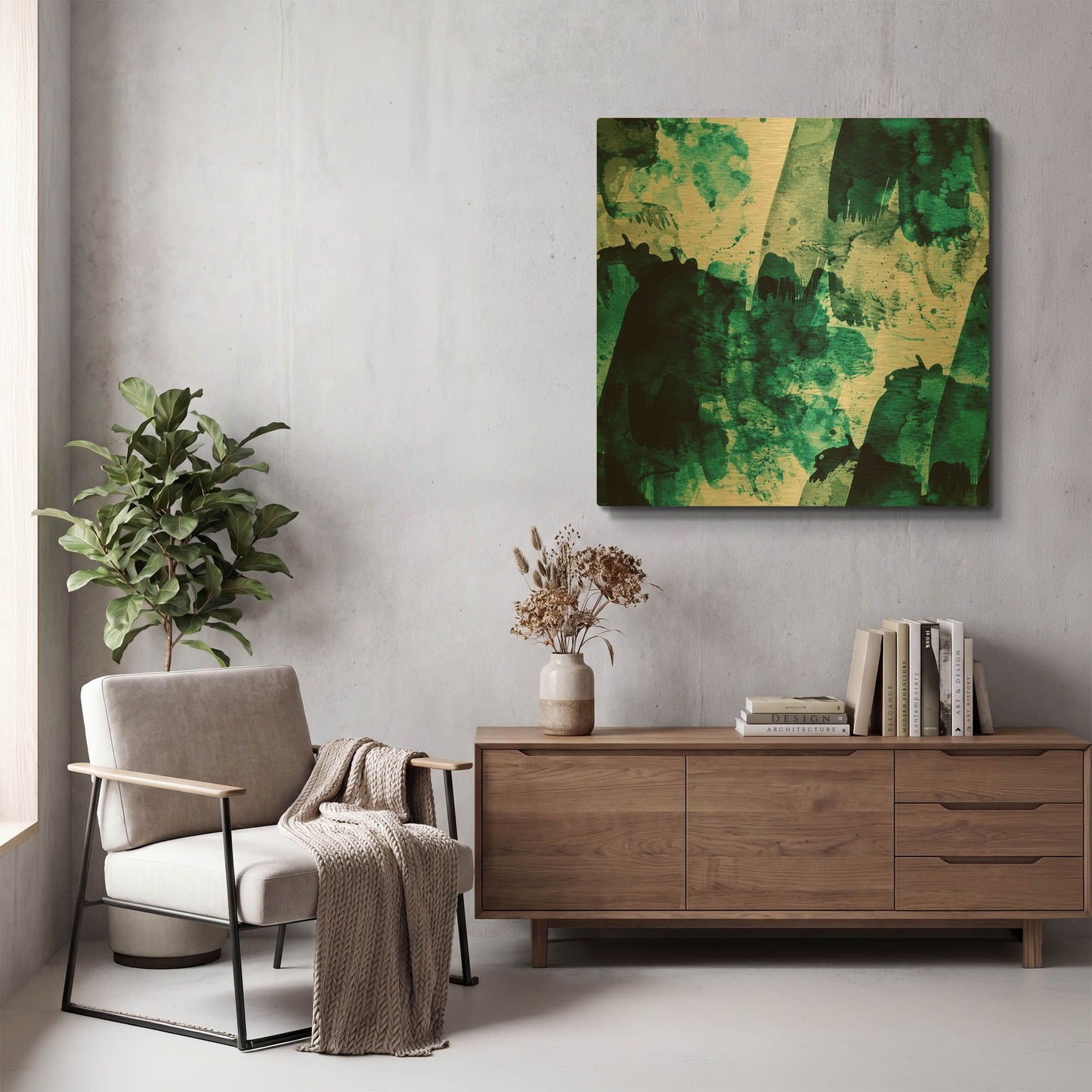 'Emerald and Moss Green' By Iris Lehnhardt Gold Metal Wall Art