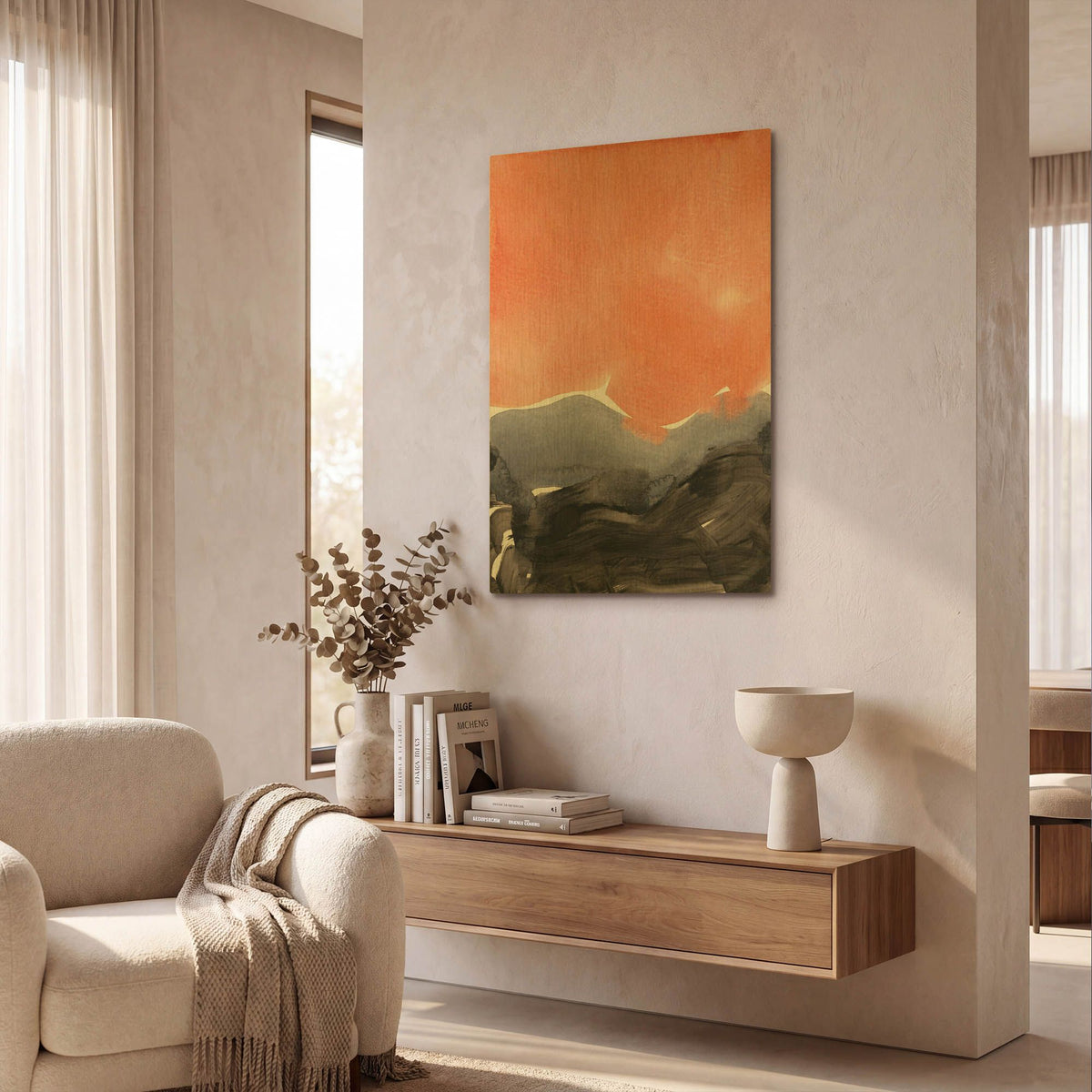 'Orange Blue Graphite' By Iris Lehnhardt Gold Metal Wall Art