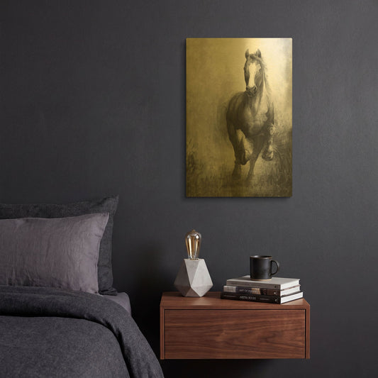 'Galloping Horse' By White Ladder Gold Metal Wall Art