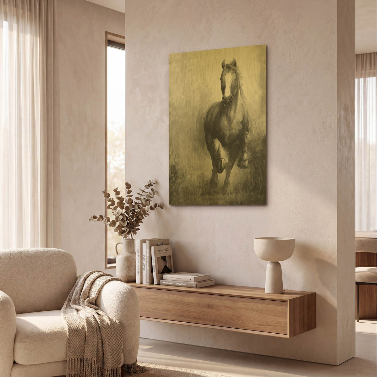 'Galloping Horse' By White Ladder Gold Metal Wall Art