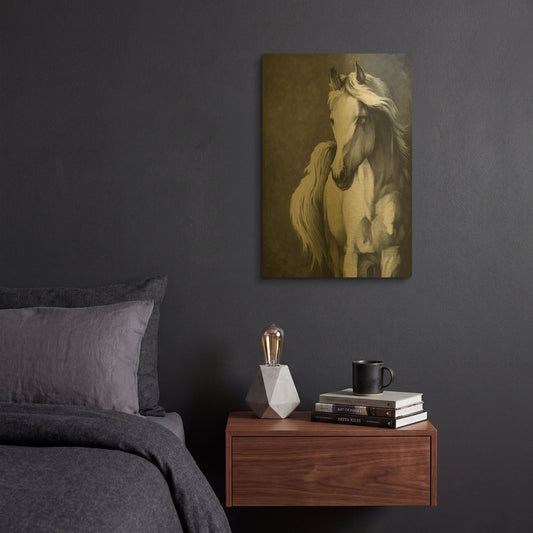'White Horse' By White Ladder Gold Metal Wall Art