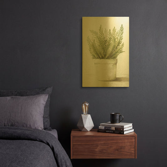 'Potted Fern' By Dogwood Portfolio Gold Metal Wall Art