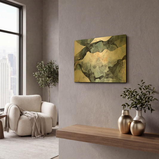 'Abstract River' By Christov Art Gold Metal Wall Art