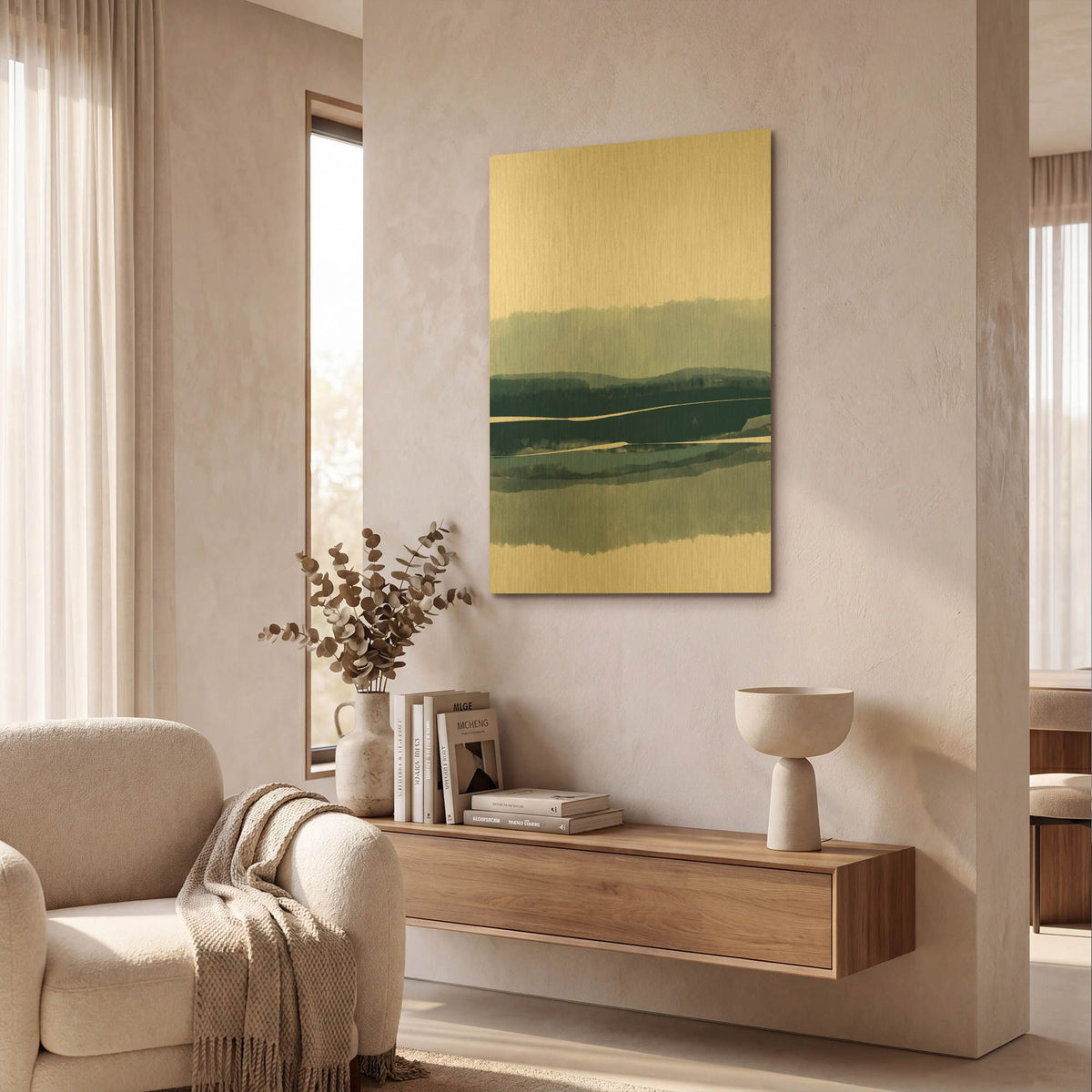 'Coastal Abstract 4' By Christov Art Gold Metal Wall Art