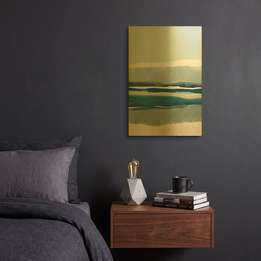 'Coastal Abstract 6' By Christov Art Gold Metal Wall Art
