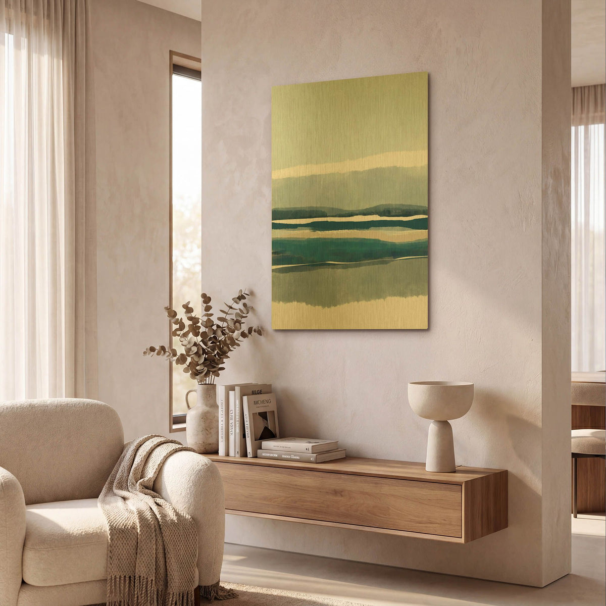 'Coastal Abstract 6' By Christov Art Gold Metal Wall Art