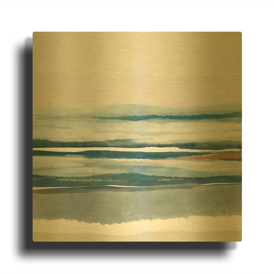 'Coastal Abstract 8' By Christov Art Gold Metal Wall Art