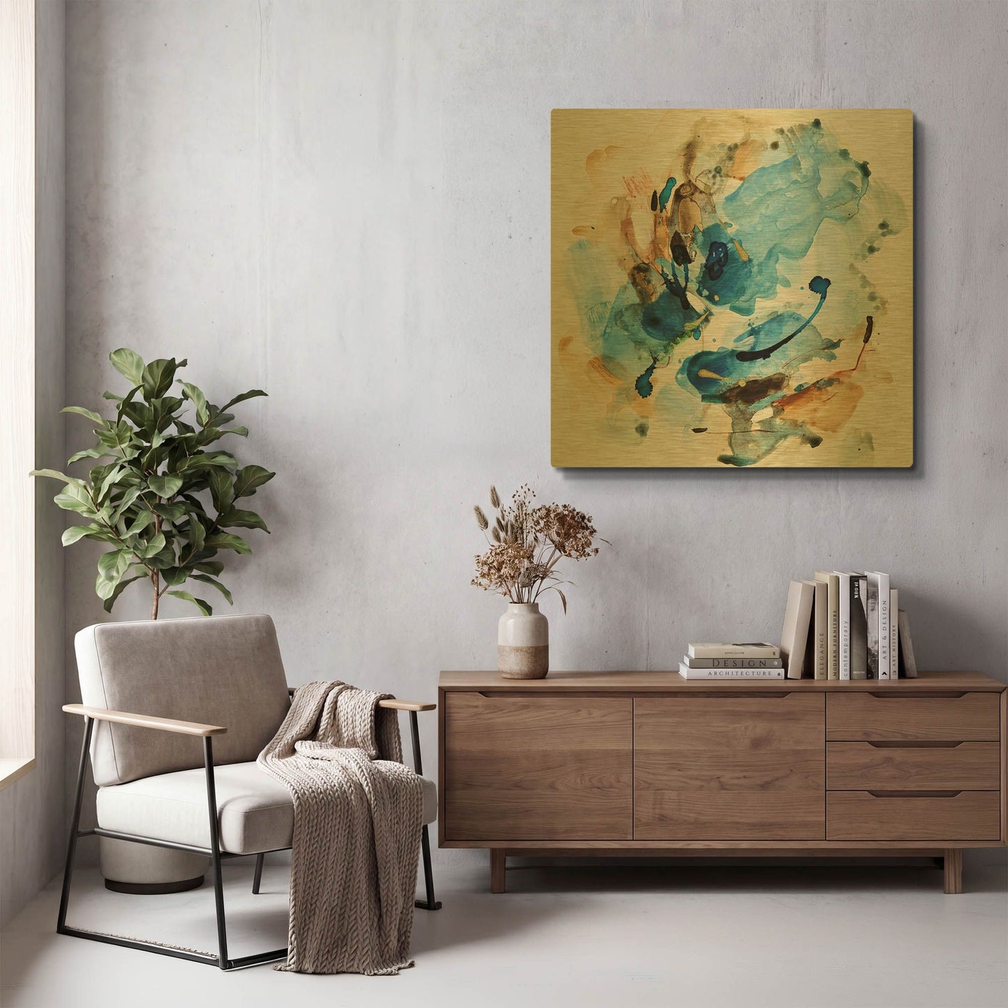 'Expression 5' By Christov Art Gold Metal Wall Art