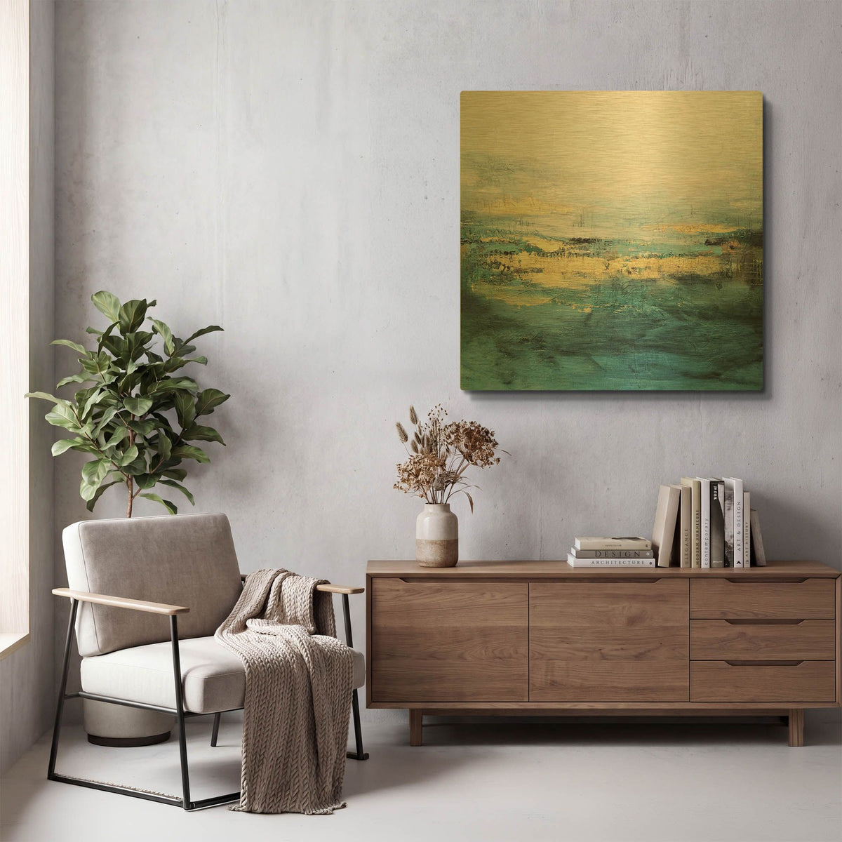 'Golden Horiozn' By Christov Art Gold Metal Wall Art