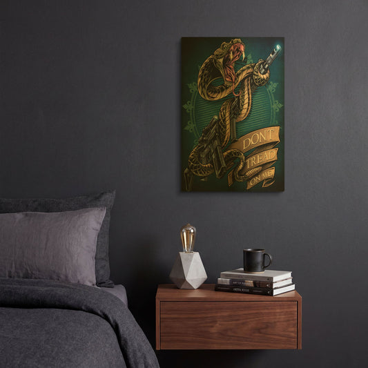 'Snake and Rifle T-Shirt Template' By Flyland Designs Gold Metal Wall Art