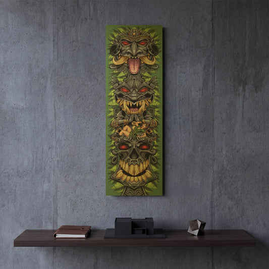 'Aztec Tiki Totem Skateboard' By Flyland Designs Gold Metal Wall Art