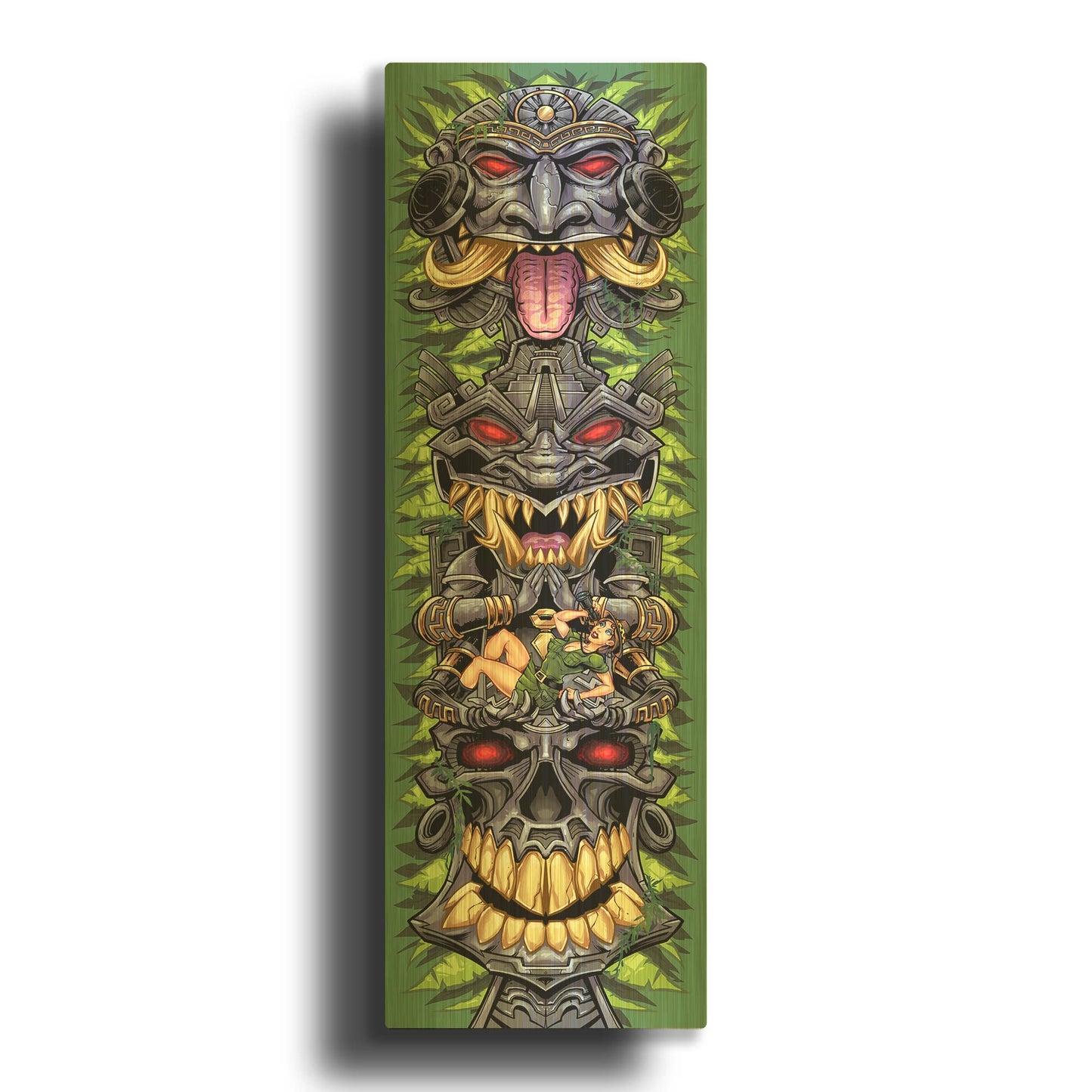 'Aztec Tiki Totem Skateboard' By Flyland Designs Gold Metal Wall Art