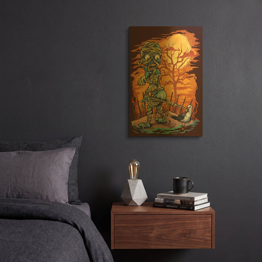 'Halloween At The Beach - Mummy' By Flyland Designs Gold Metal Wall Art