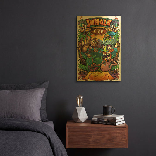 'JungleCafe Amazon' By Flyland Designs Gold Metal Wall Art