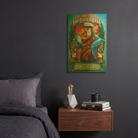 'Parrot and Tikis' By Flyland Designs Gold Metal Wall Art