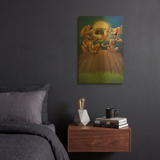 'Dog And Cat On Fence' By Flyland Designs Gold Metal Wall Art
