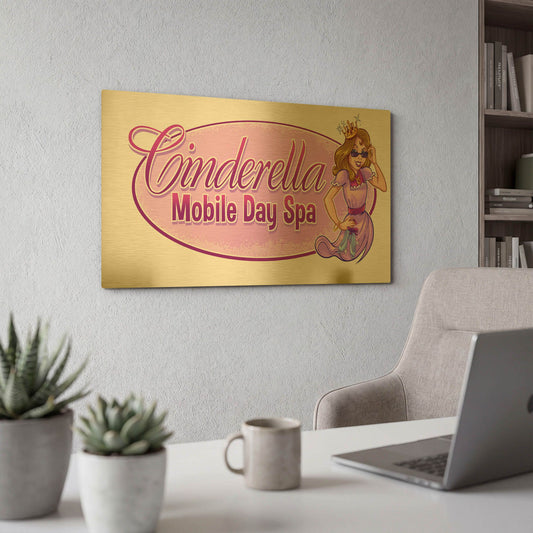 'Cinderella Character Sketch Character Template' By Flyland Designs Gold Metal Wall Art
