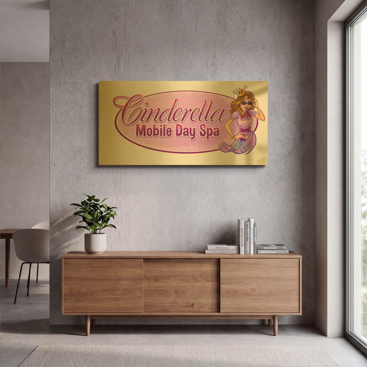 'Cinderella Character Sketch Character Template' By Flyland Designs Gold Metal Wall Art