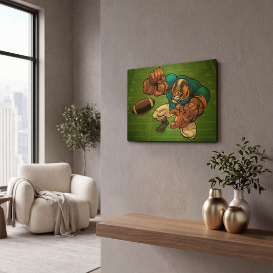'Football Mascot 02' By Flyland Designs Gold Metal Wall Art