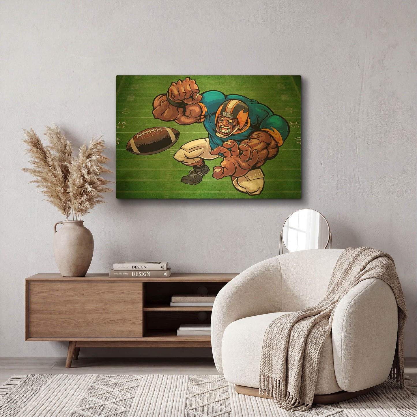 'Football Mascot 02' By Flyland Designs Gold Metal Wall Art