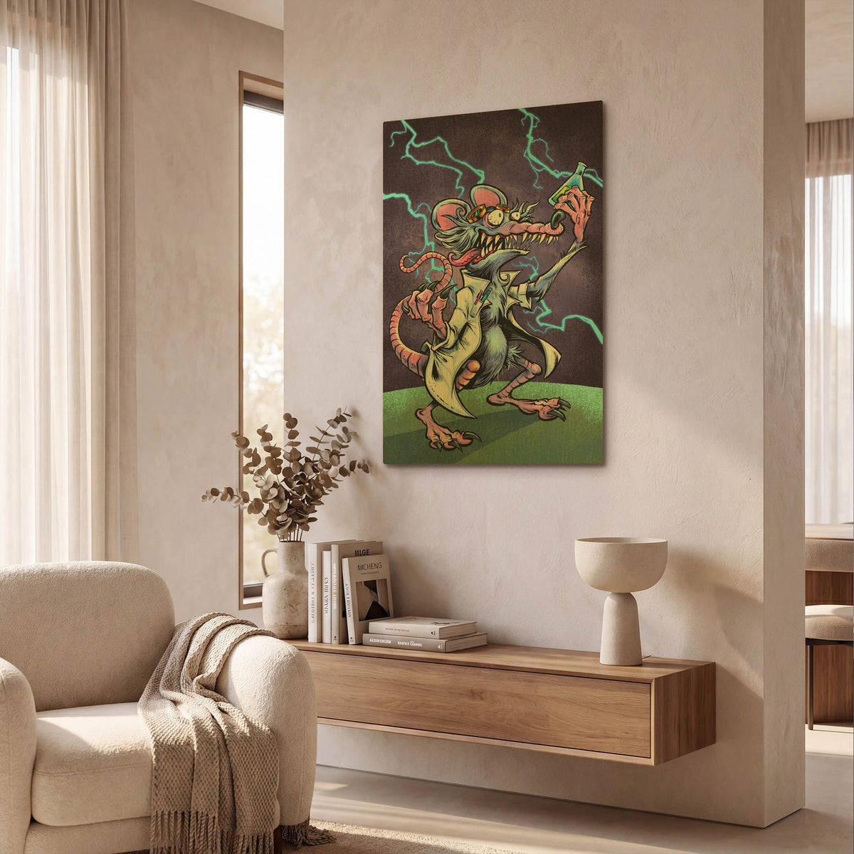 'Lab Rat Vapor Lab Mascot' By Flyland Designs Gold Metal Wall Art