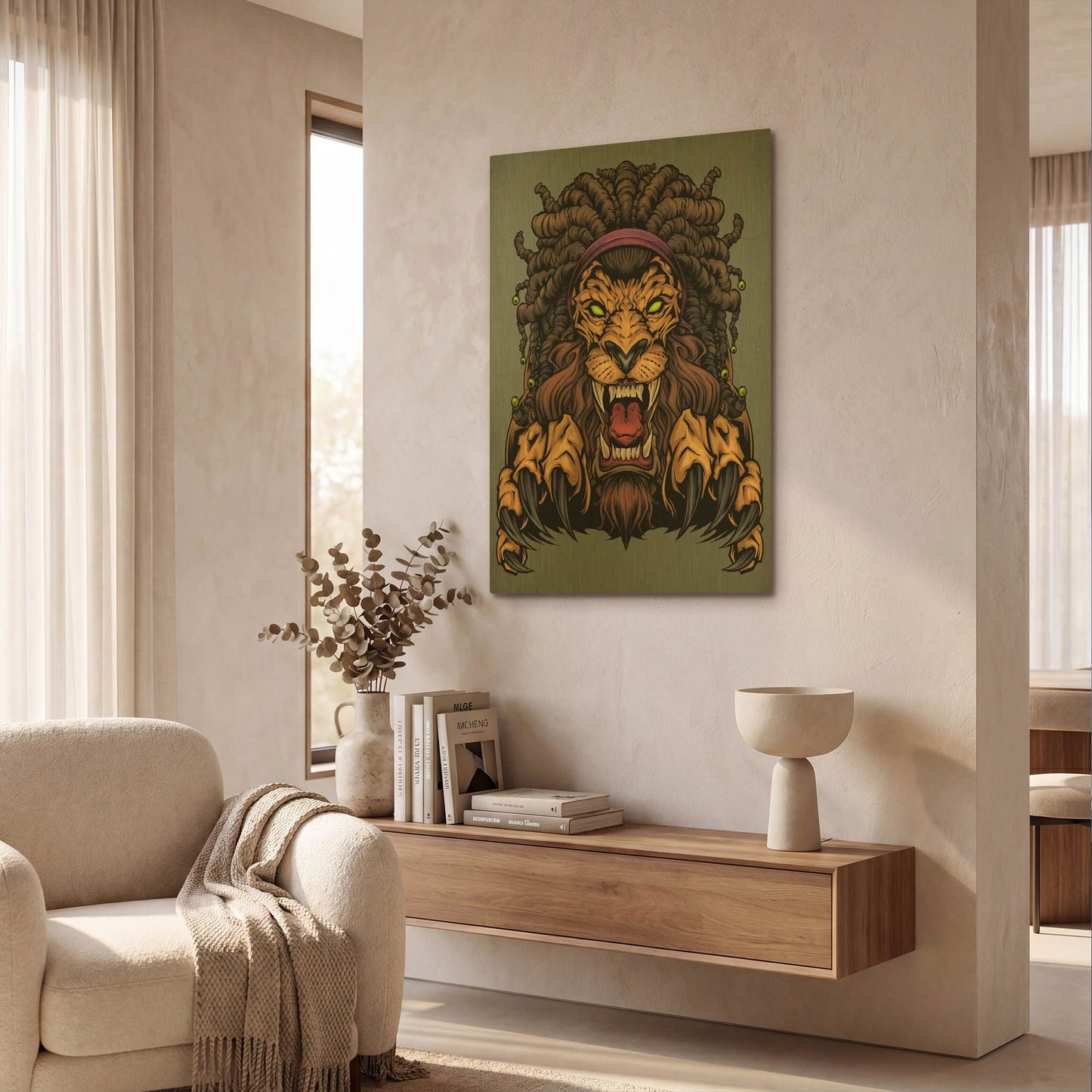 'Lion With Dreadlocks' By Flyland Designs Gold Metal Wall Art