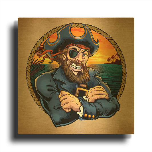 'Pirate Polos Logo' By Flyland Designs Gold Metal Wall Art