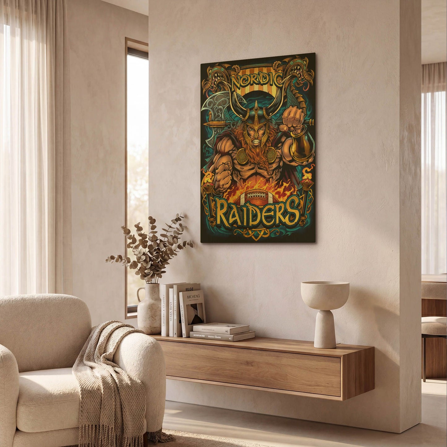 'Viking Sports Mascot' By Flyland Designs Gold Metal Wall Art