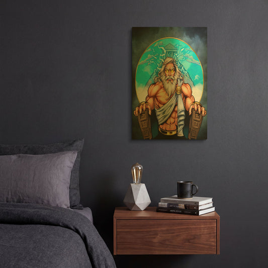 'Zeus On Throne' By Flyland Designs Gold Metal Wall Art