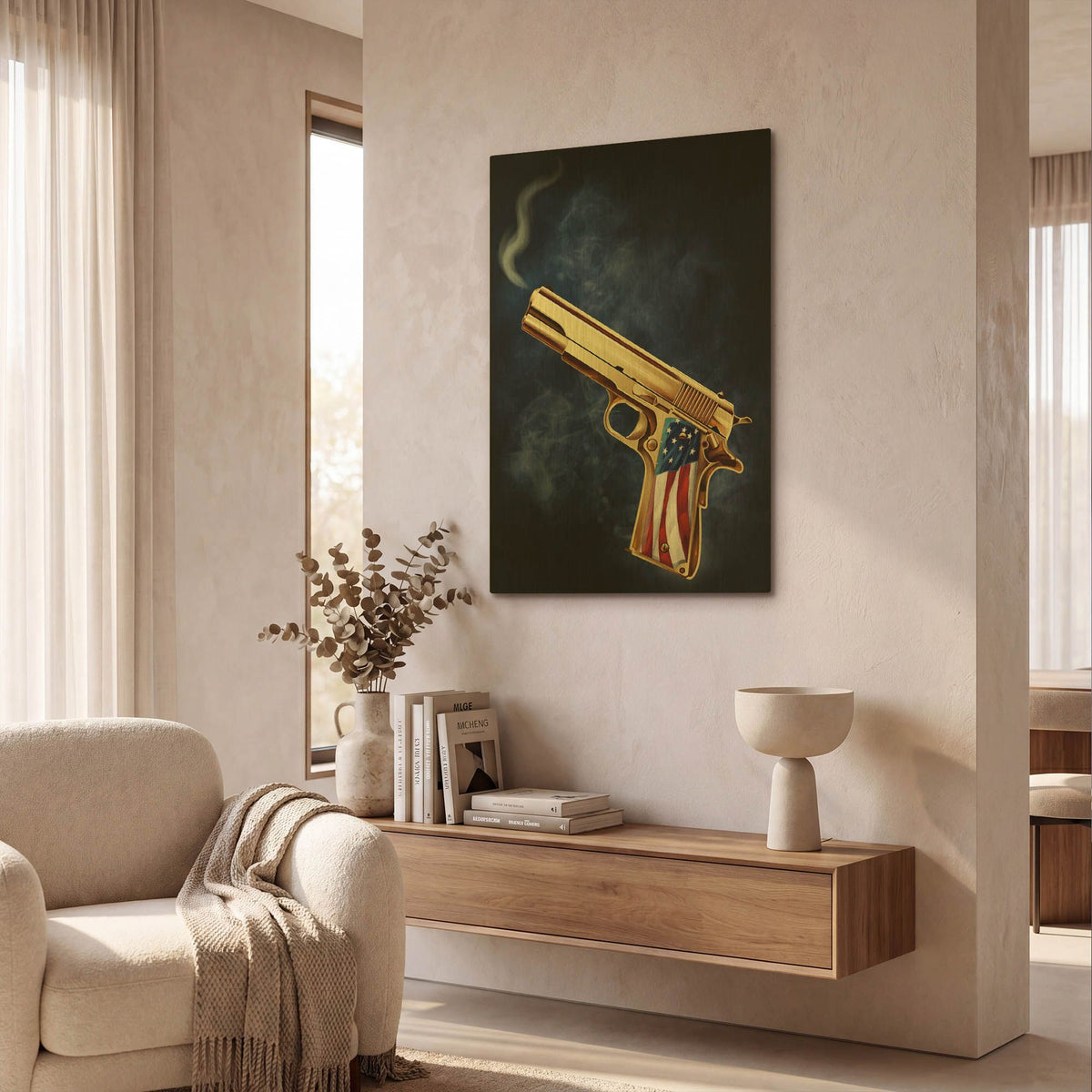 'Golden Gun' By Flyland Designs Gold Metal Wall Art
