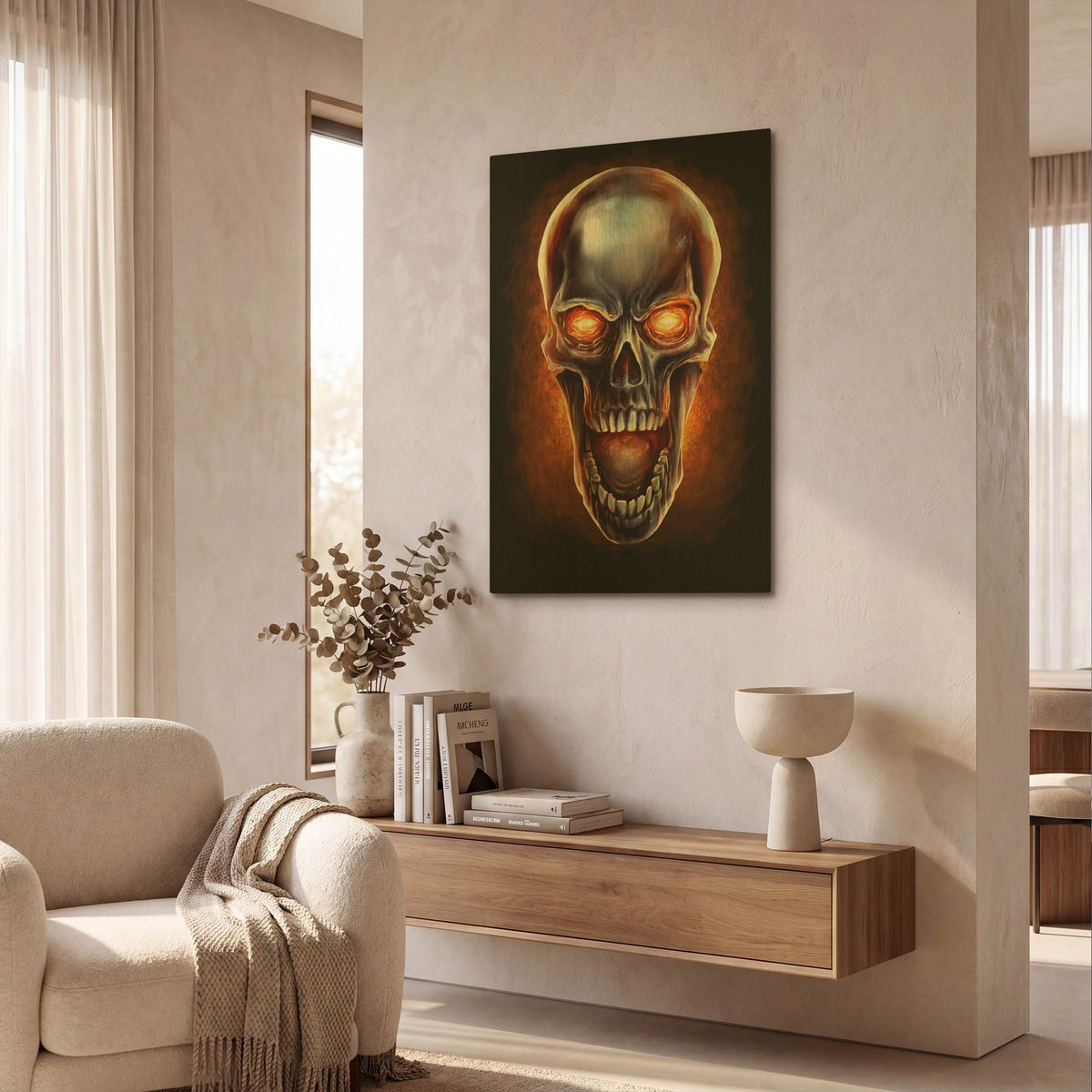 'Metal Fire Skull' By Flyland Designs Gold Metal Wall Art