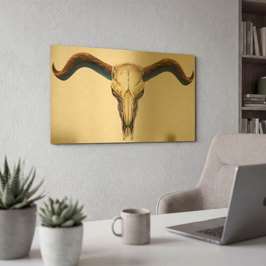 'Steer Skull 02' By Flyland Designs Gold Metal Wall Art