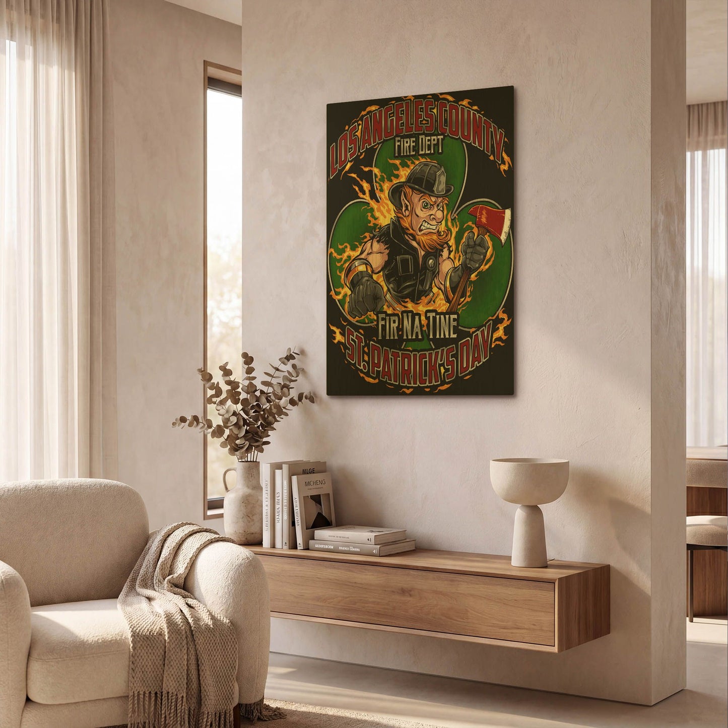 'Leprechaun fire-fighter 2016' By Flyland Designs Gold Metal Wall Art