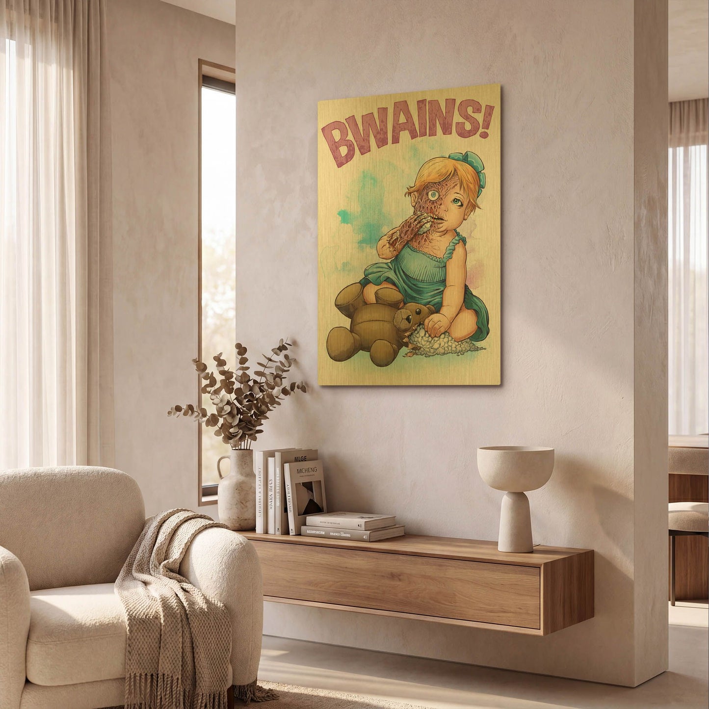 'Bwains DBH' By Flyland Designs Gold Metal Wall Art