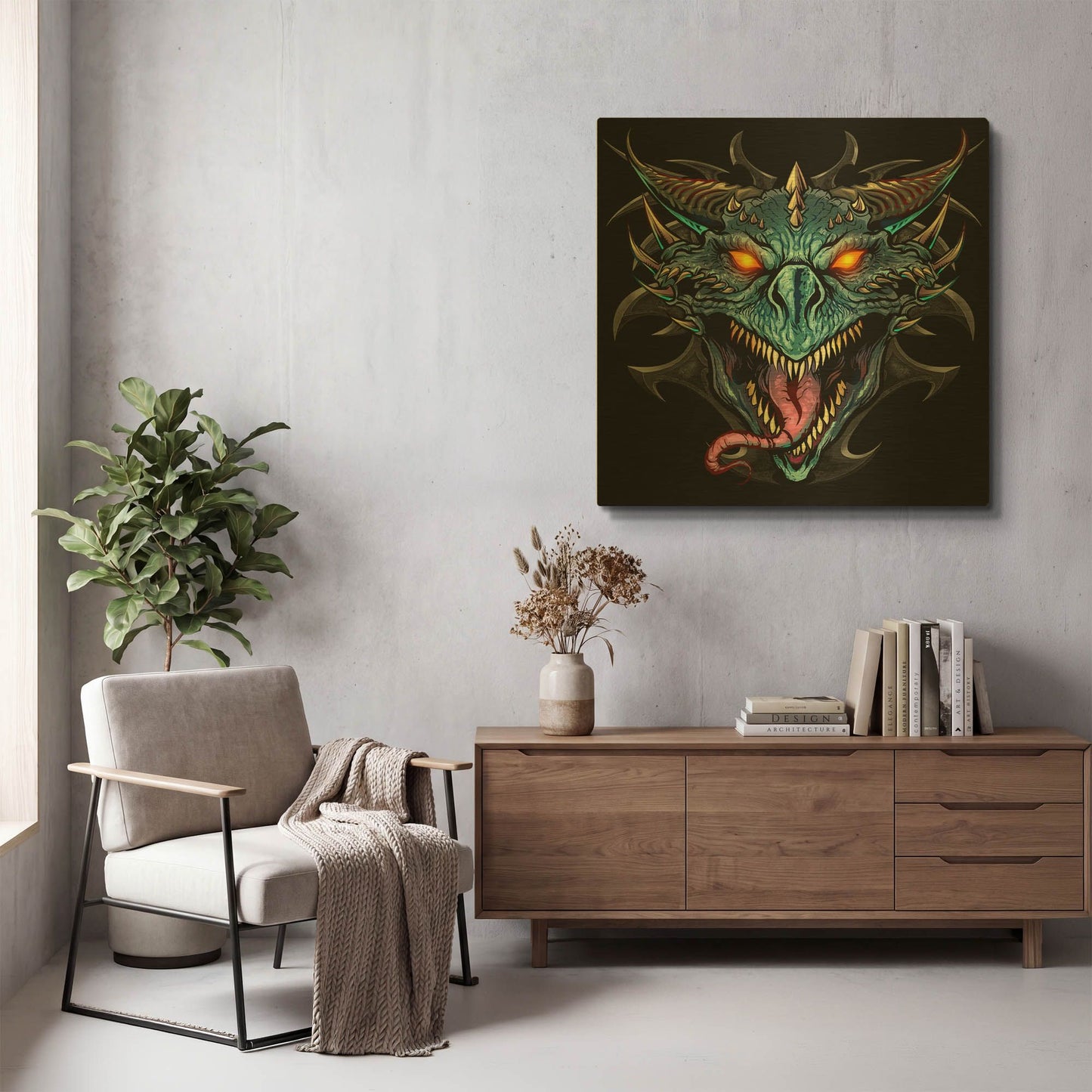 'Dragon Head' By Flyland Designs Gold Metal Wall Art