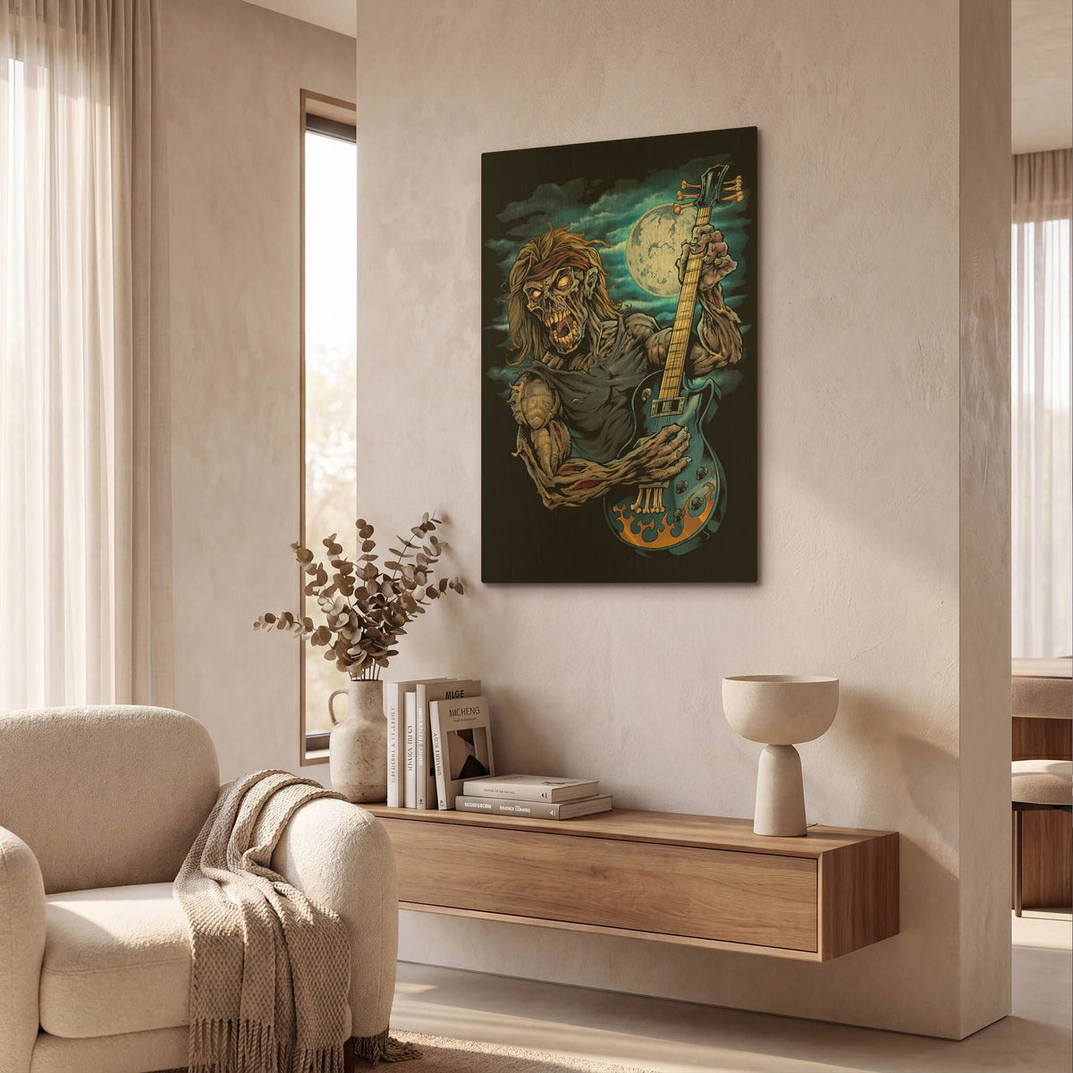 'Zombie Guitar Player' By Flyland Designs Gold Metal Wall Art
