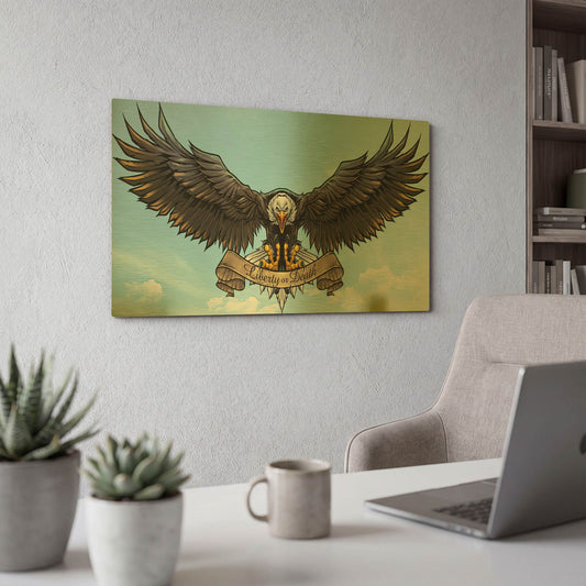 'American Eagle Sky' By Flyland Designs Gold Metal Wall Art