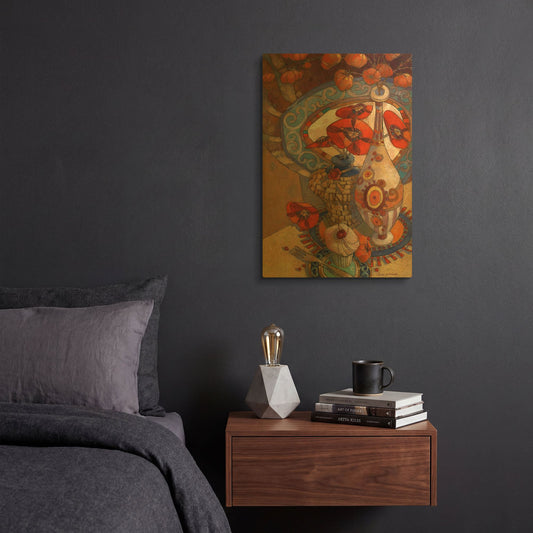 'Autumn Still Life' By David Galchutt Gold Metal Wall Art