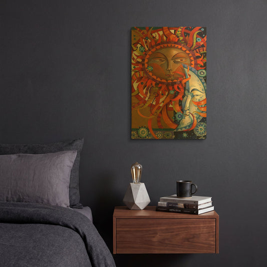 'Celestial Courtship' By David Galchutt Gold Metal Wall Art