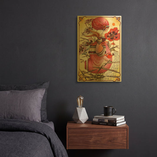 'The Rain Angel' By David Galchutt Gold Metal Wall Art